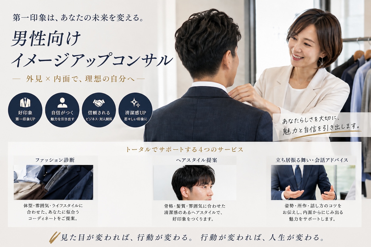モテる男性に魅力アップします 自分磨きのお手伝い素敵なオーラをまといましょう！ イメージ1