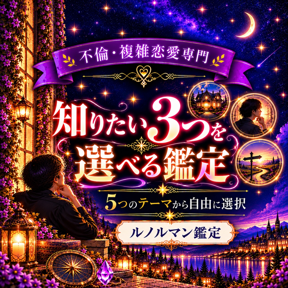 彼について知りたい３つのテーマを深く見ていきます 5つのテーマから、今あなたが知りたい３つを選べる鑑定 イメージ1