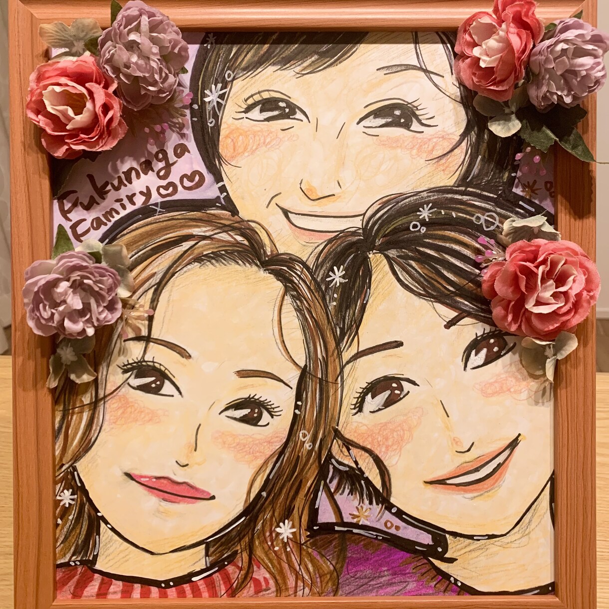 ウェルカムボードやプレゼント用の似顔絵を描きます 結婚式や記念日などの贈り物に。心が暖まる特別な一枚を。 イメージ1