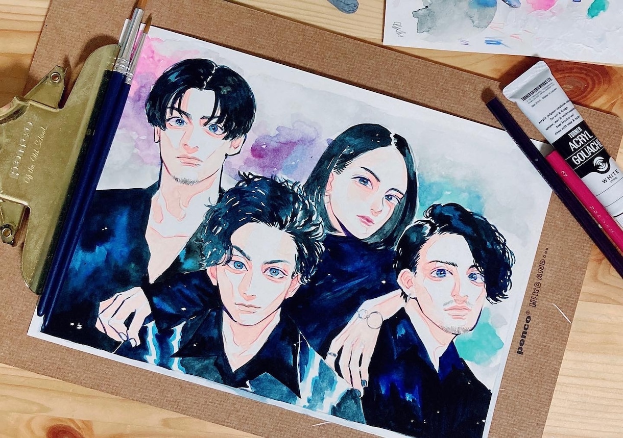 水彩画でグループ似顔絵描きます 優しく鮮やかな水彩！思い出やその人の雰囲気を絵にします！ イメージ1