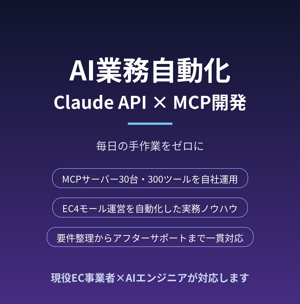 Claude APIでAI業務自動化を開発します MCPサーバー30台・300ツールを自社運用する現役開発者 イメージ1