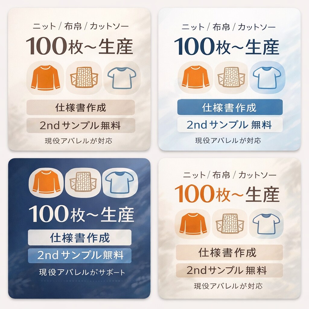 ニット布帛カットソー100枚〜生産します アパレル現役が工場手配〜納品まで対応 イメージ1