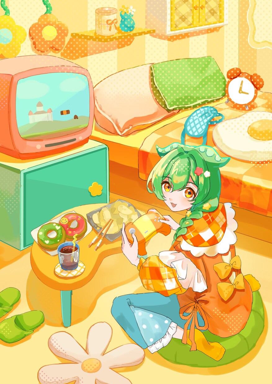 少女メインのラブリーなイラスト制作します 背景アリ対応可◎小物多めのごちゃっとしたイラストなど！ イメージ6