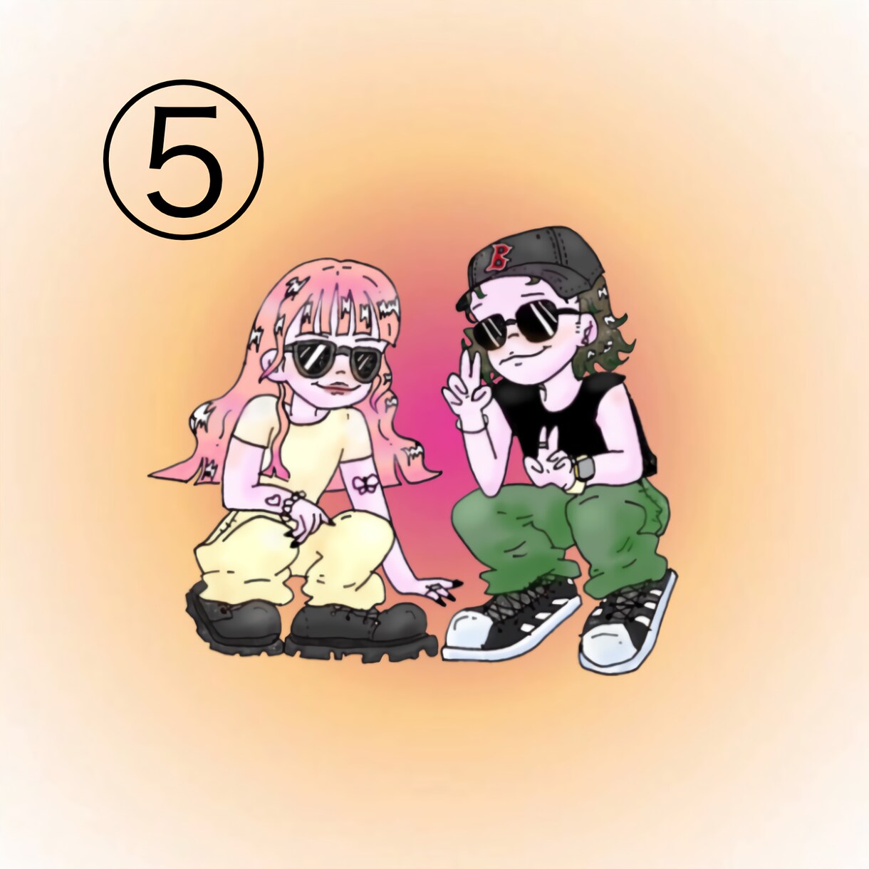 お洒落で個性的☆カラフルなイラスト作成します ポップで可愛い♡snsのアイコンやお祝いなどにも!! イメージ6