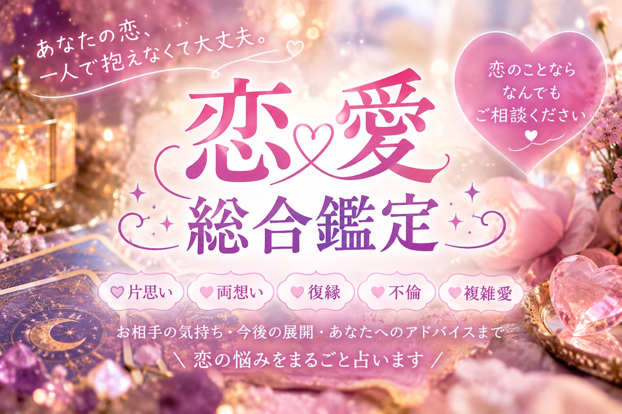 恋愛鑑定✽霊感タロットで恋愛について鑑定します 即日占い✽質問5つOK✽恋愛についてなんでも占います! イメージ1