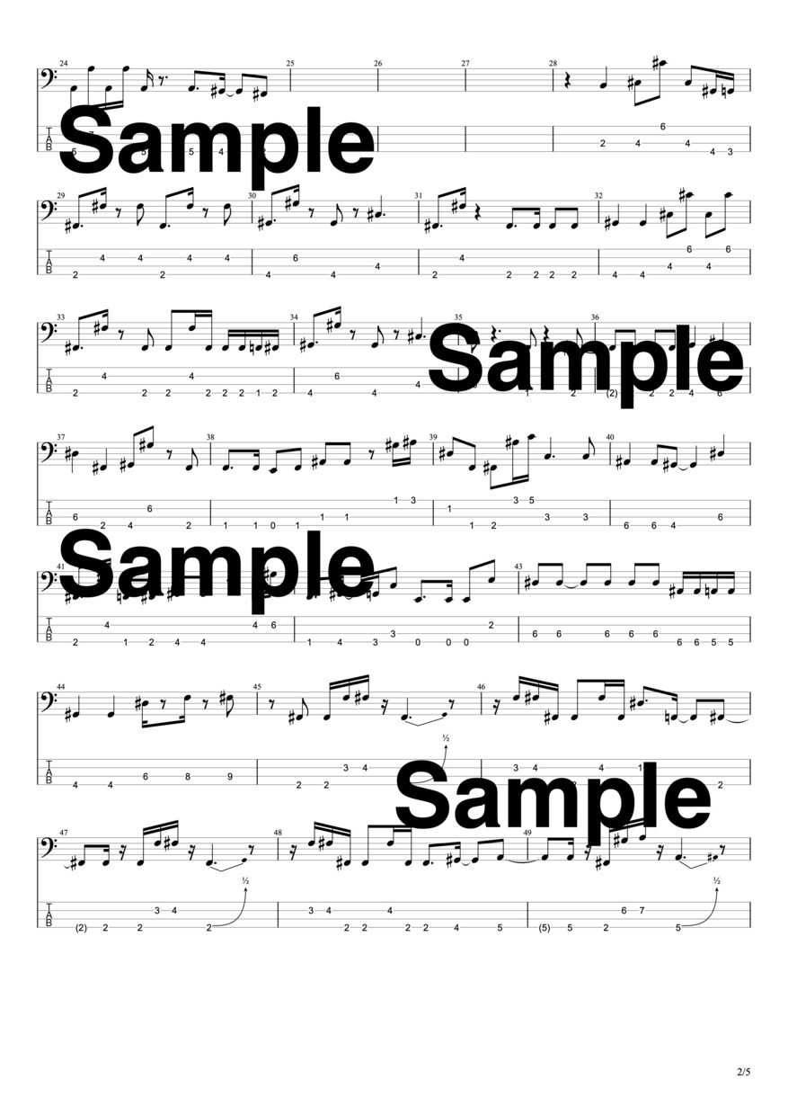 早い納品でベースのタブ譜（楽譜）を作成します 演奏したいのに楽譜が無い！現役プロがオールジャンル対応で作成 イメージ7