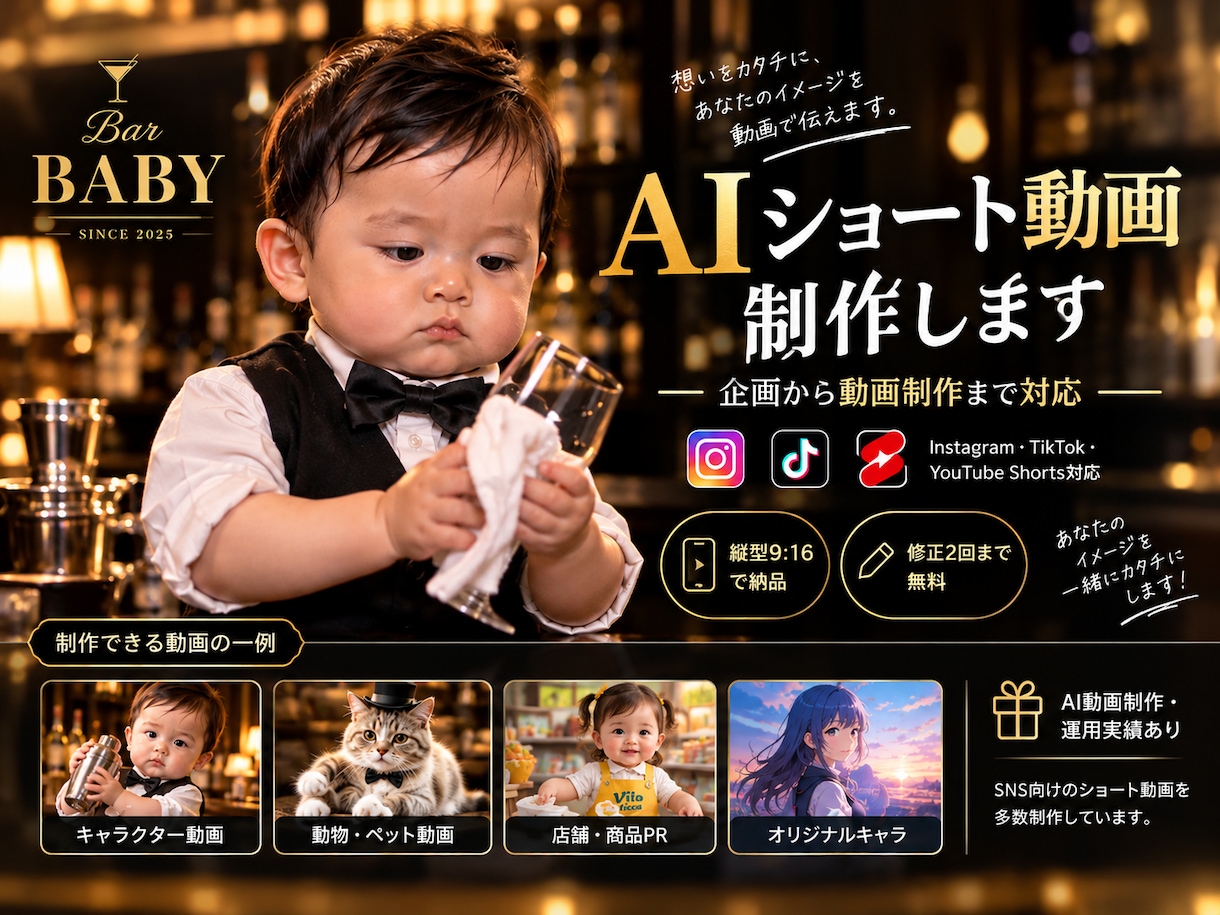 思わず見たくなる15秒AIショート動画を制作します 「こんな動画にしたい」をカタチにします イメージ1