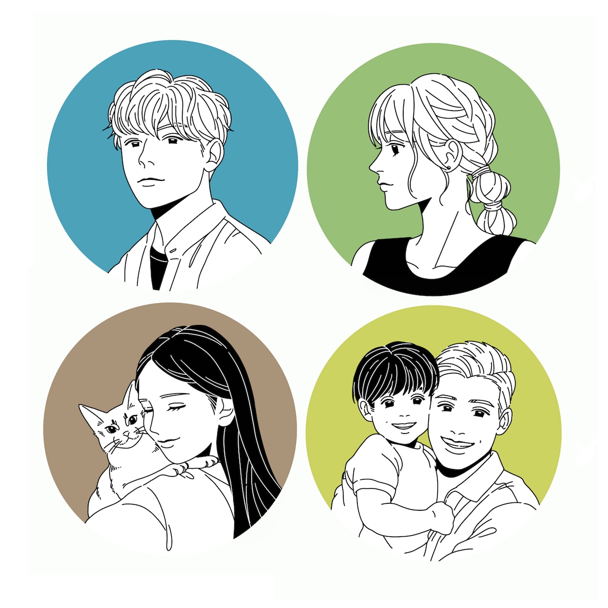 最短1日！SNSアイコンに使える似顔絵描きます シンプルで上品。使いやすいイラストをお届けします。 イメージ1