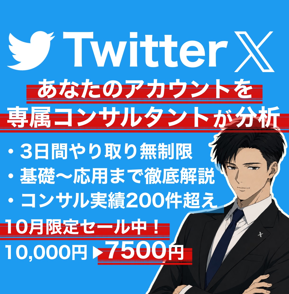 あなたのTwitter,Xアカウントコンサルします アカウントに必要な運営法等をプロが３日間解説！質疑応答あり◎ イメージ1
