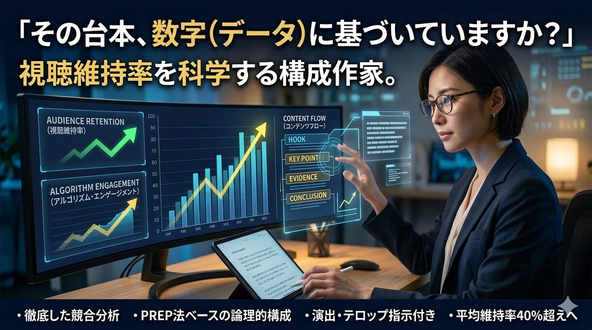離脱させないYouTube台本構成・執筆代行います 【視聴維持率40%超えを狙う】マーケティング視点で設計 イメージ1