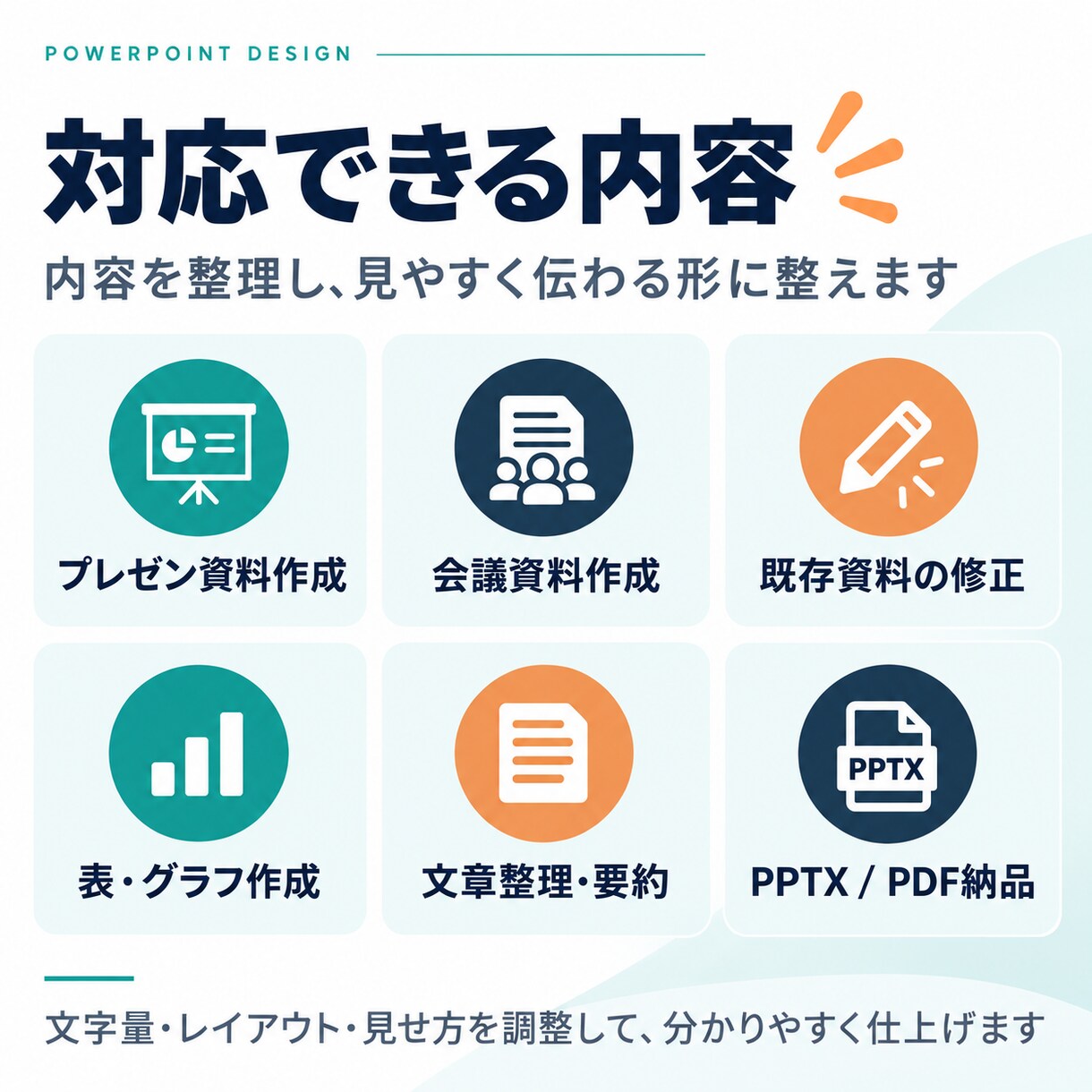 見やすく伝わる資料を作成します 会議・提案用のPowerPointを丁寧に整えます イメージ3