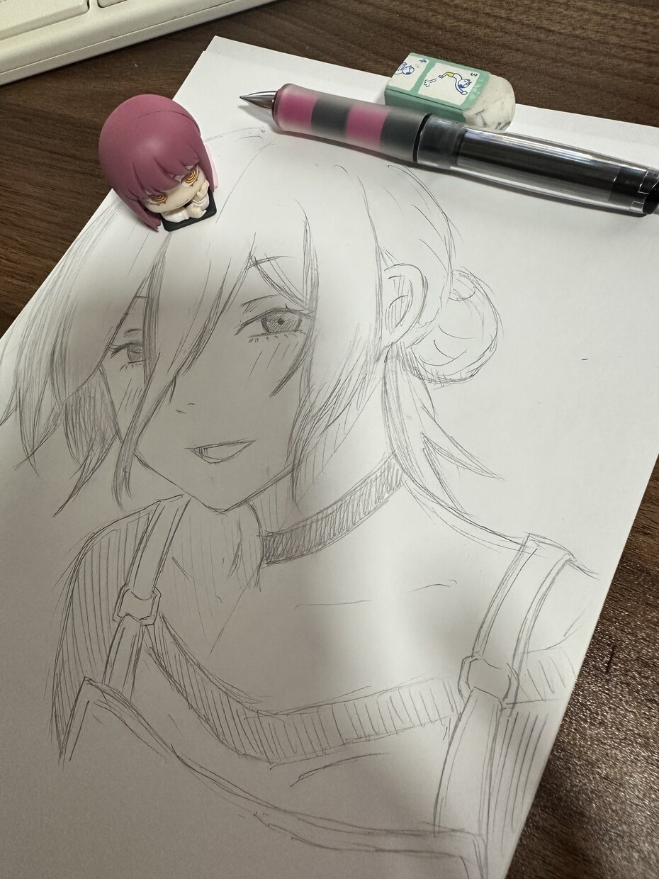 女の子オリジナルキャラをアナログで描きます 鉛筆のみで描きます。肩あたりまで イメージ1