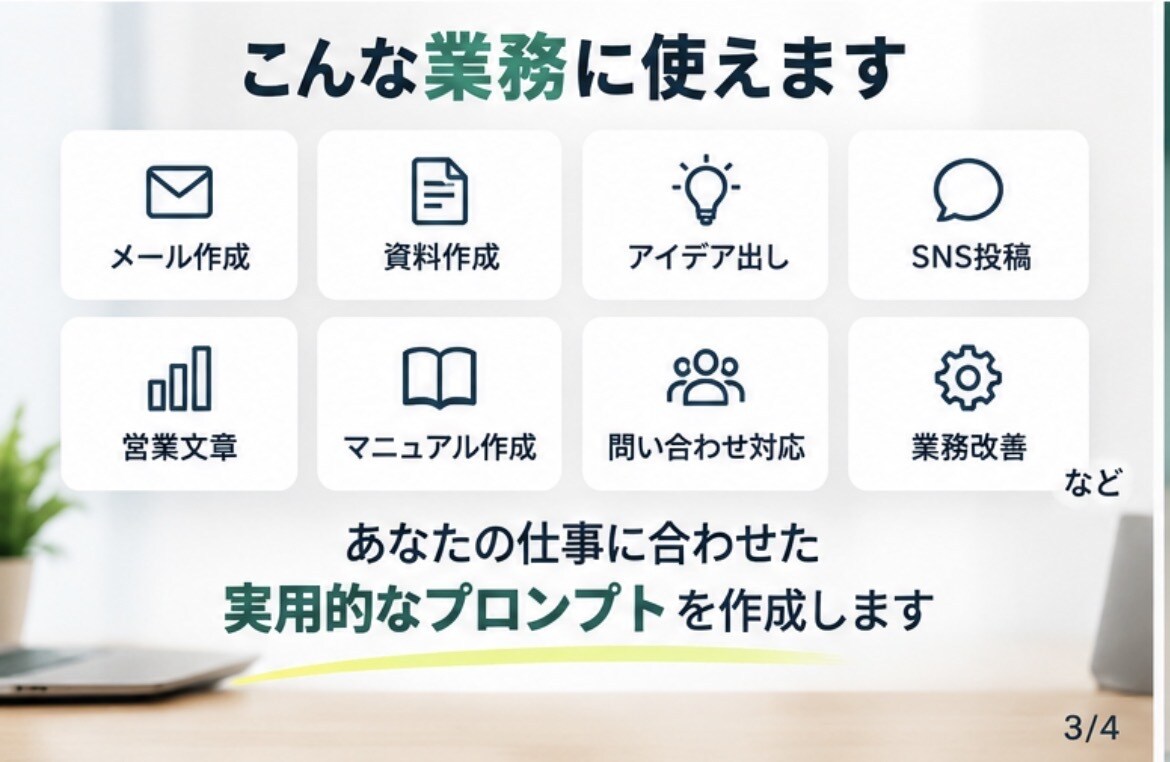 あなたの業務専用ChatGPTプロンプト作成します 面倒な作業をAIで効率化するプロンプト5本を作成 イメージ3
