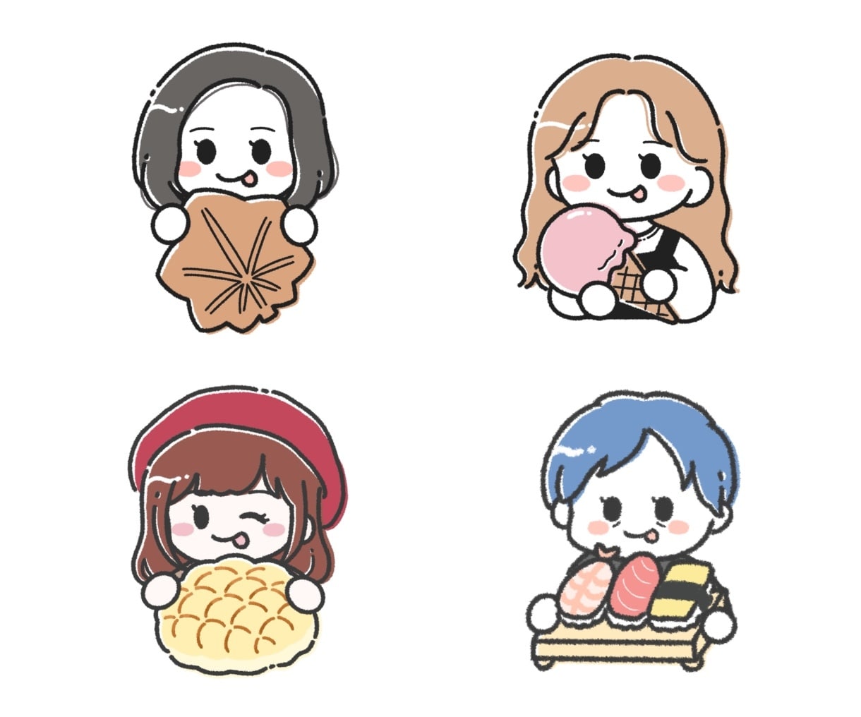 ゆるシンプル似顔絵×食べ物アイコン描きます 好きな色と食べ物でアピール♪覚えてもらいやすいアイコンに！ イメージ8