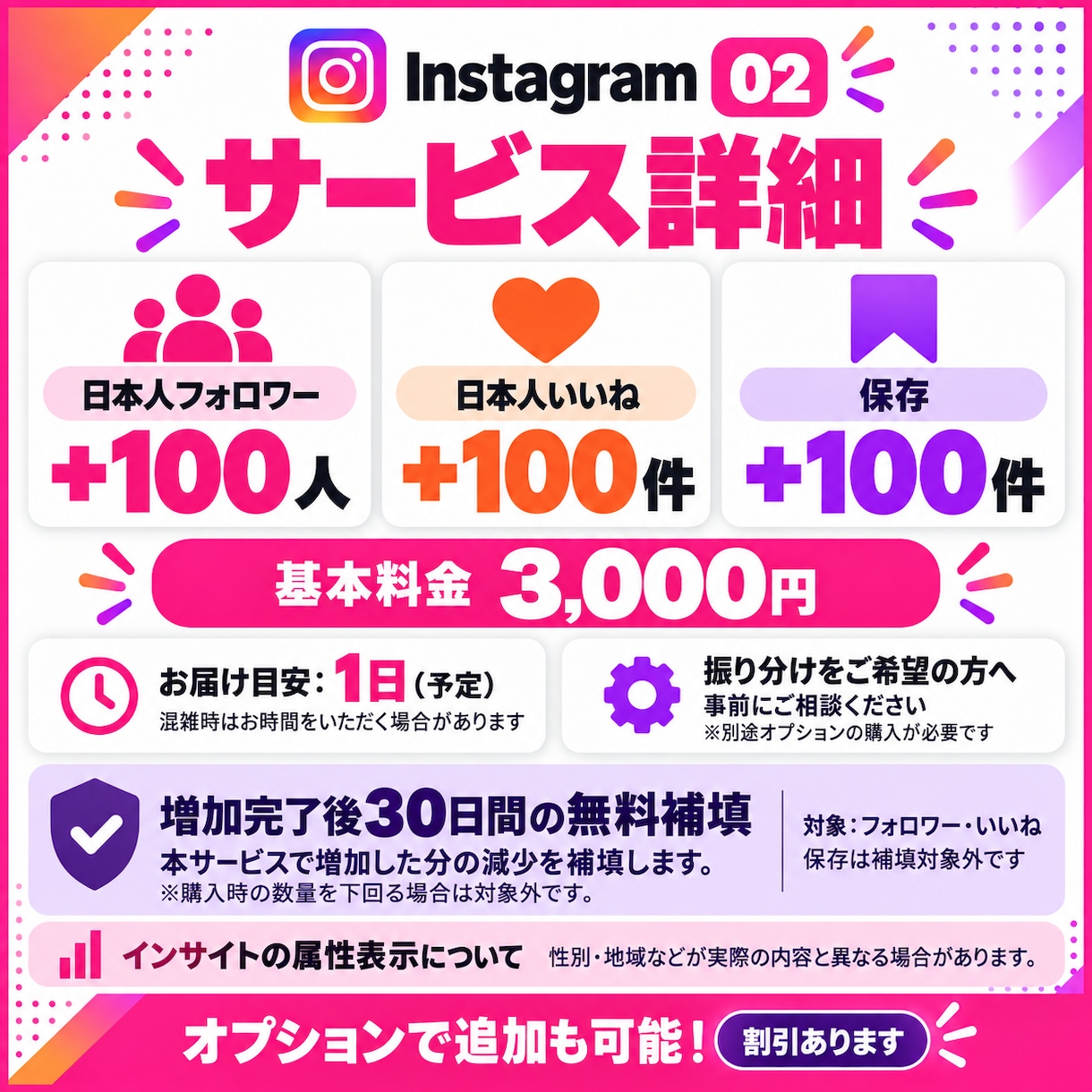 インスタ 日本人フォロワー・いいね・保存増やします フォロワー100、いいね100、保存100を1セットで✨ イメージ2