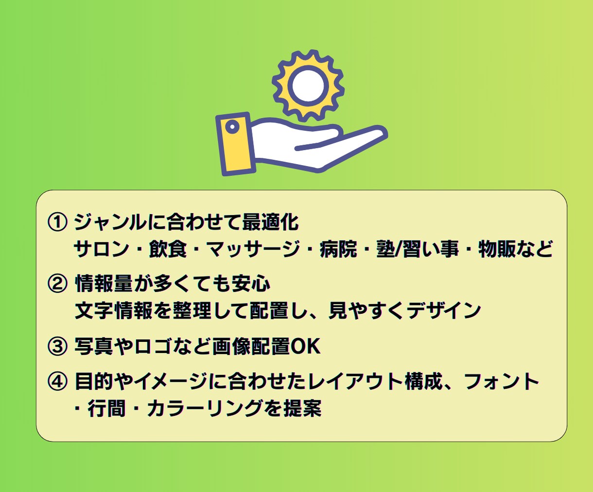 ＰＯＰ(＋販促ツール一式)｜テンプレ制作します お得なセットプラン有｜店舗ブランディング・開業準備｜業種不問 イメージ3
