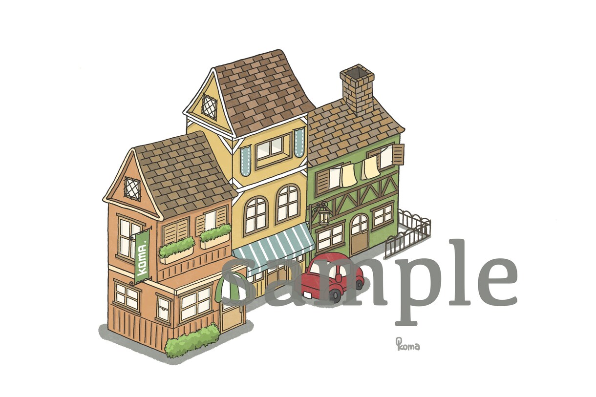 ゆるかわ建物・街並みイラスト作成します 広告や冊子などの挿し絵でお洒落さ可愛さup！商用ok！ イメージ1
