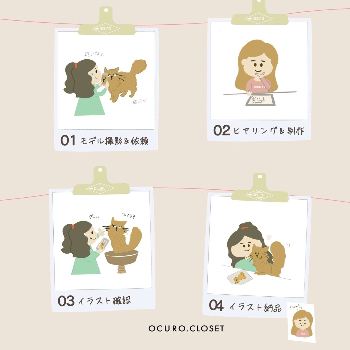ペットや動物を可愛くイラストにします 修正無制限 / シチュエーション指定OK！ イメージ3