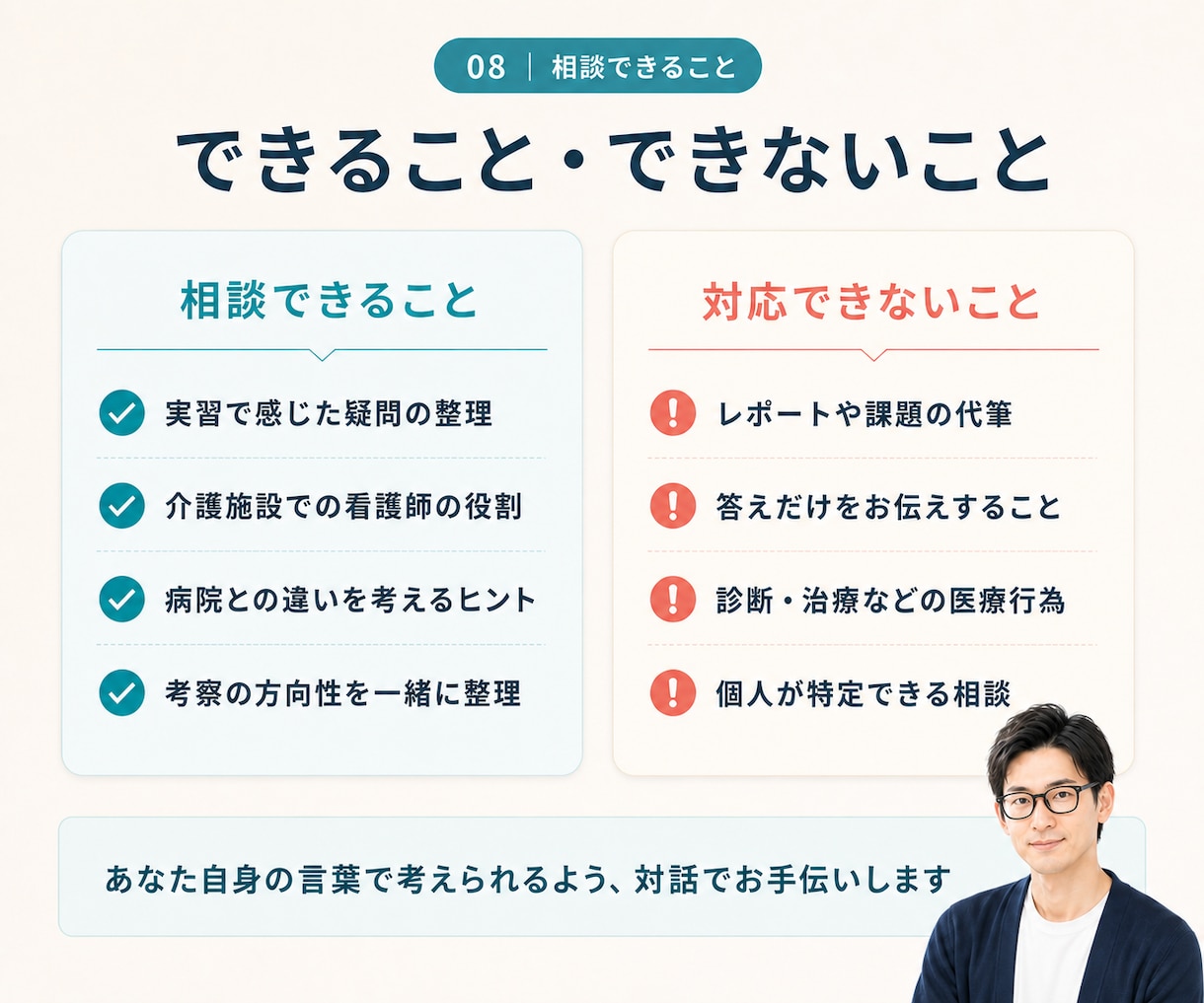 看護学生向け｜介護施設実習の疑問を電話で整理します 看護師に聞けなかった疑問を電話で整理 イメージ8