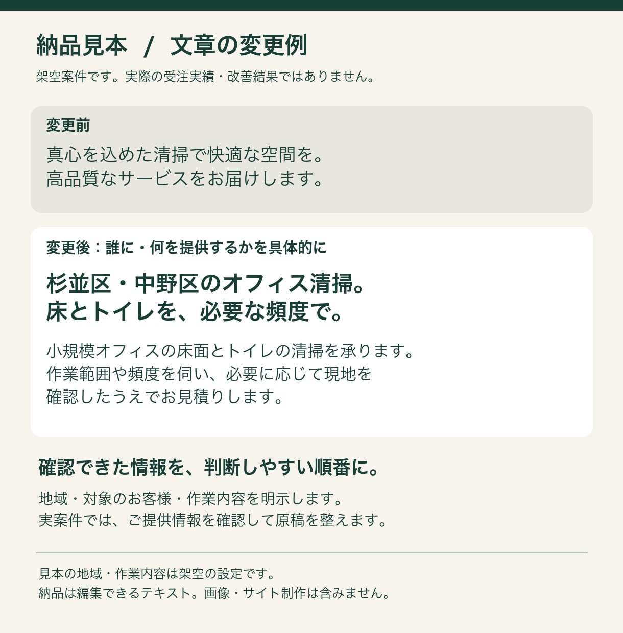 清掃会社のホームページ文章を整えます サービス説明・FAQ・問い合わせ案内を一式作成 イメージ2