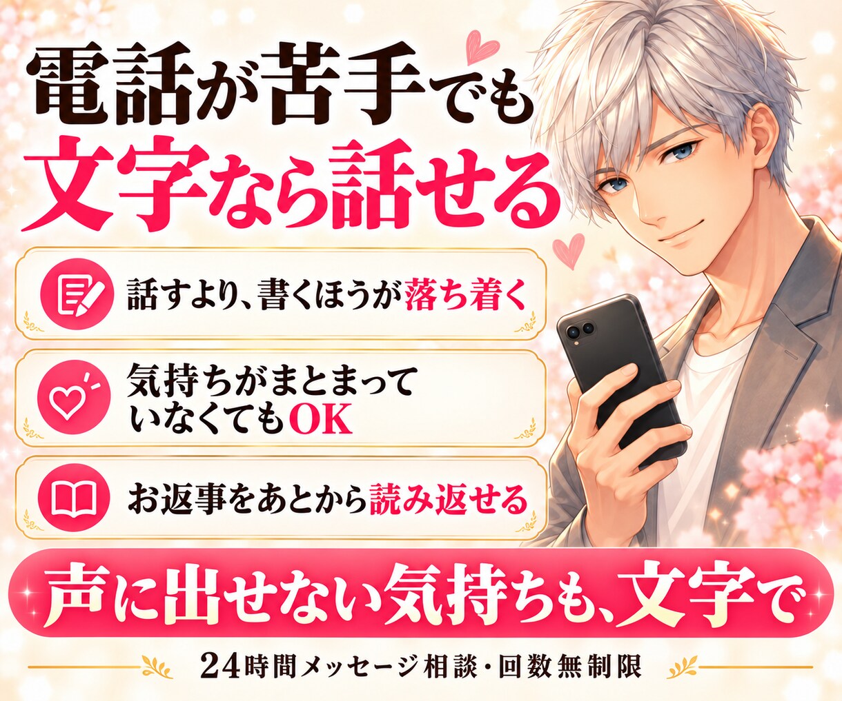 彼の言動から男心と関係の今を読み解きます 24時間メッセージ｜彼の気持ちと関係を一緒に整理 イメージ3