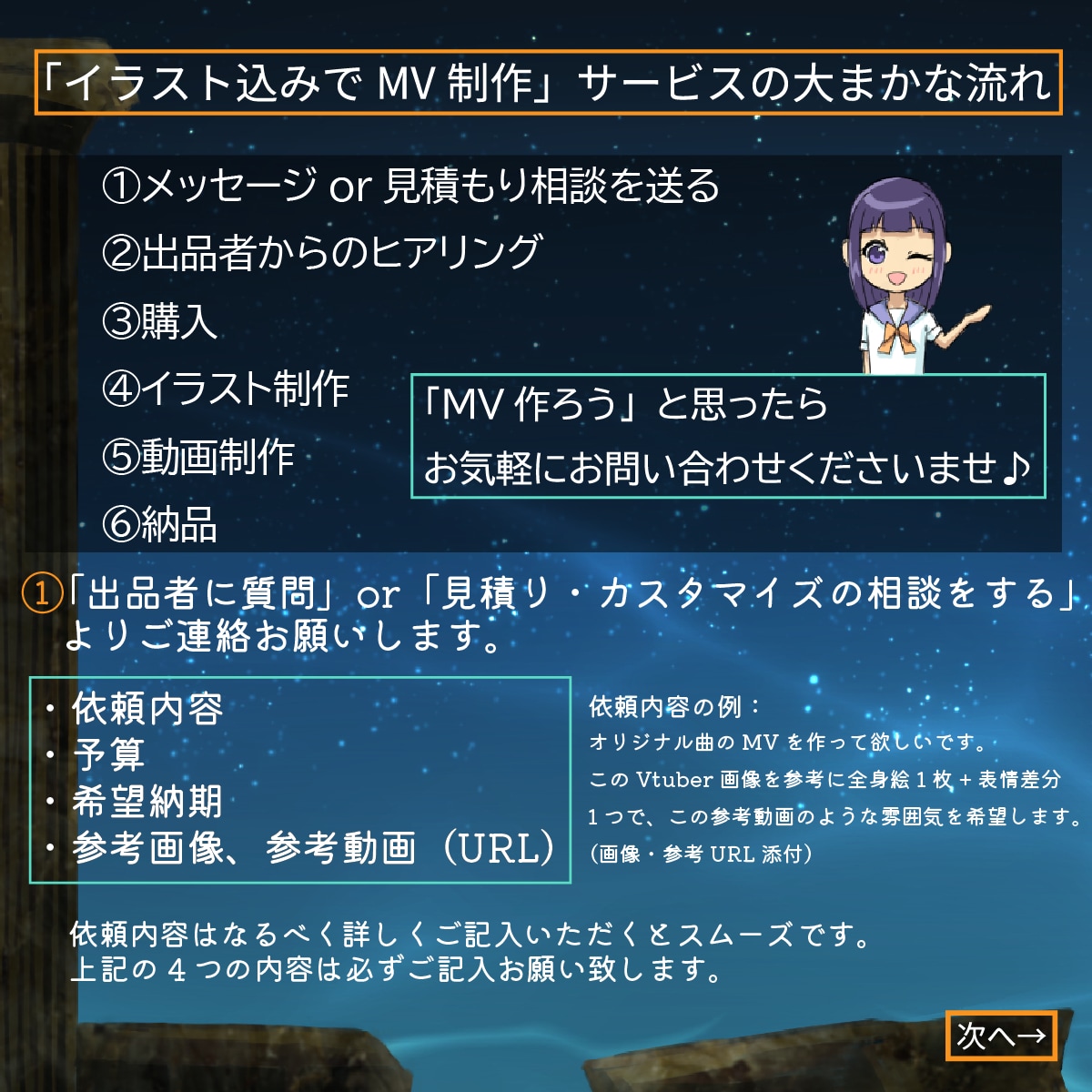 イラスト込みでMV（ミュージックビデオ）作ります ボカロ・歌ってみた・オリジナル楽曲等のMV制作にご利用下さい イメージ1