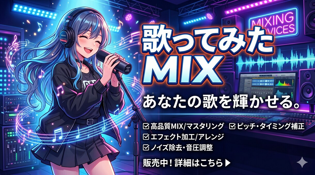 初心者歓迎！歌ってみたの音源MIX、格安でします MIX・マスタリングであなたの作品を仕上げます。修正無料 イメージ1