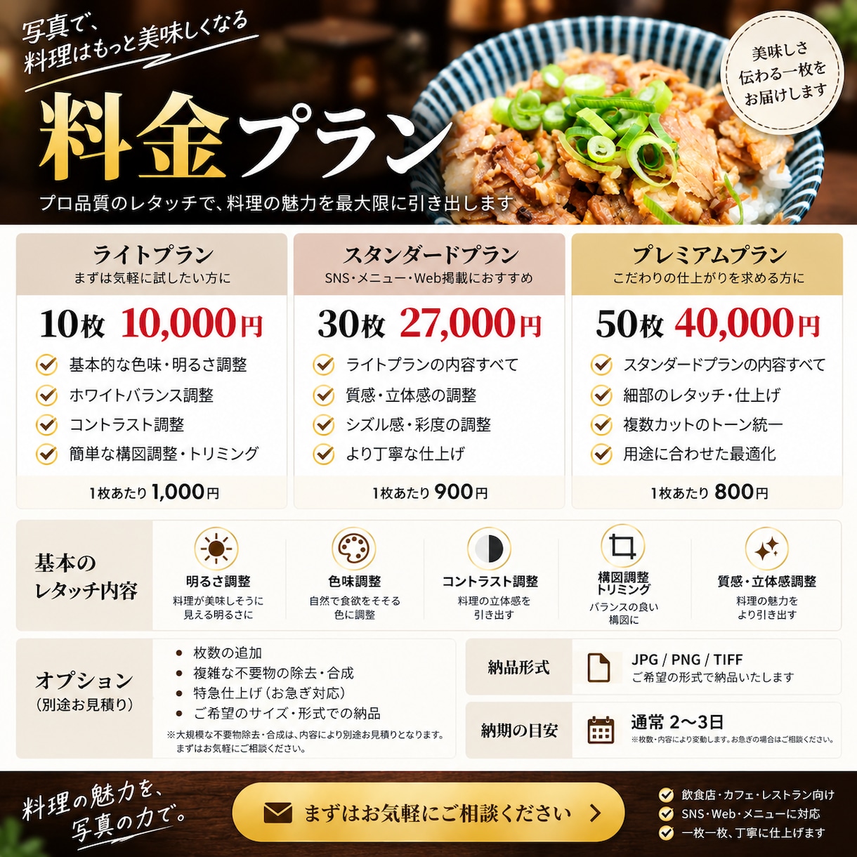 飲食店の料理写真をプロ品質にレタッチします メニュー・SNS用に料理写真を美しく仕上げます イメージ6