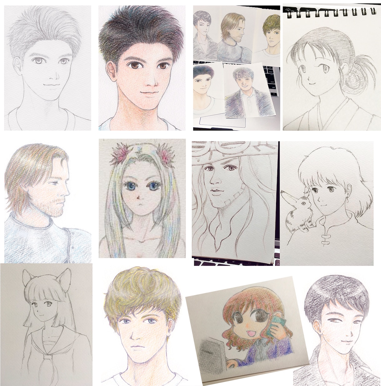 色鉛筆で人物のイラストを描きます アイコンなどにおすすめです(500×500pixel) イメージ4