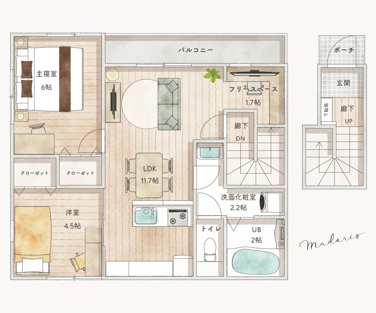 手書き風もOK！インテリアのプロが間取り図描きます 不動産広告チラシ/マイソク/民泊リスティングに正確丁寧な図面 イメージ1