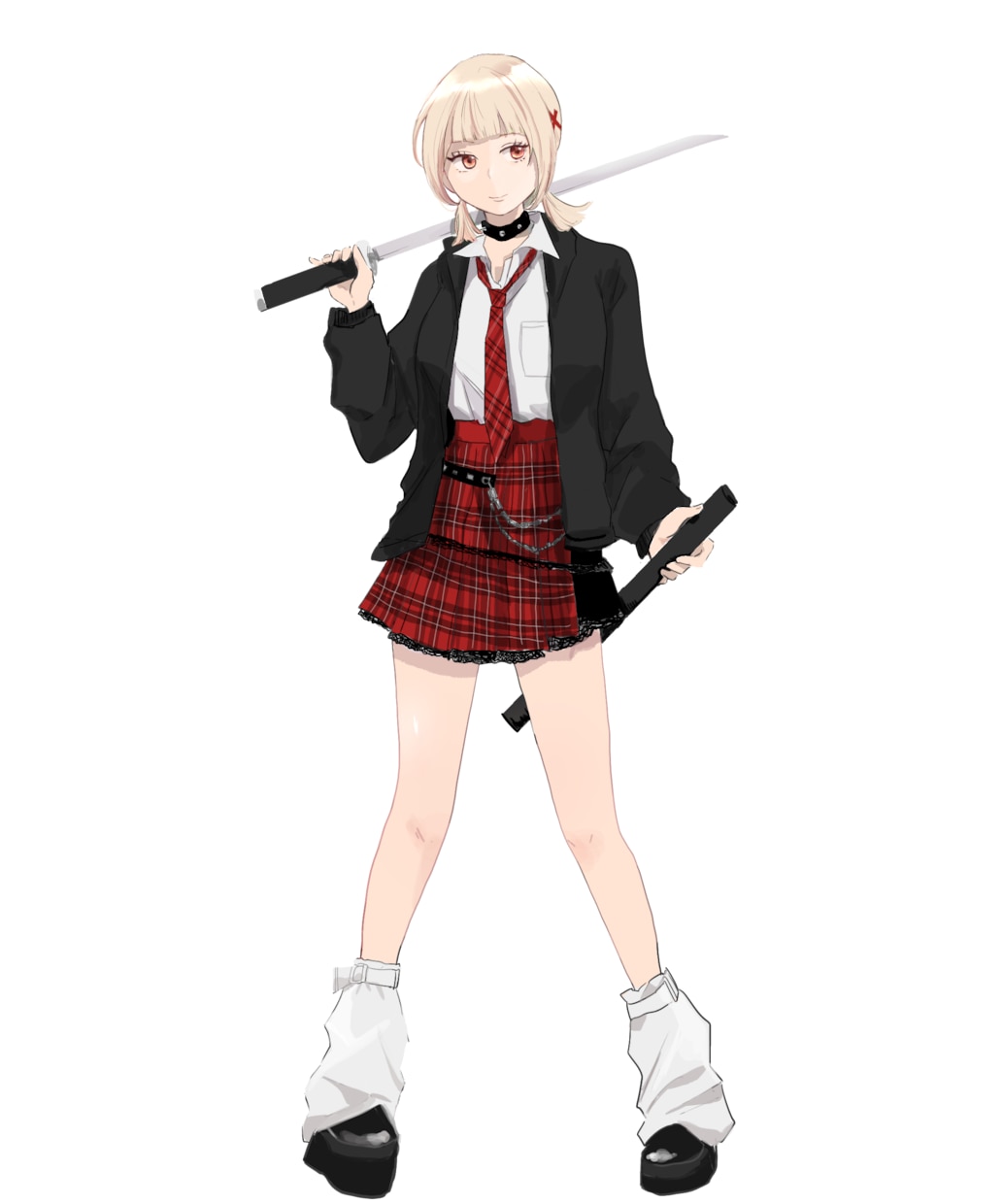商用可.ᐟ刀を持った女の子の立ち絵を販売します 日本刀を持った女子高生の立ち絵です。表情差分八種あり イメージ2