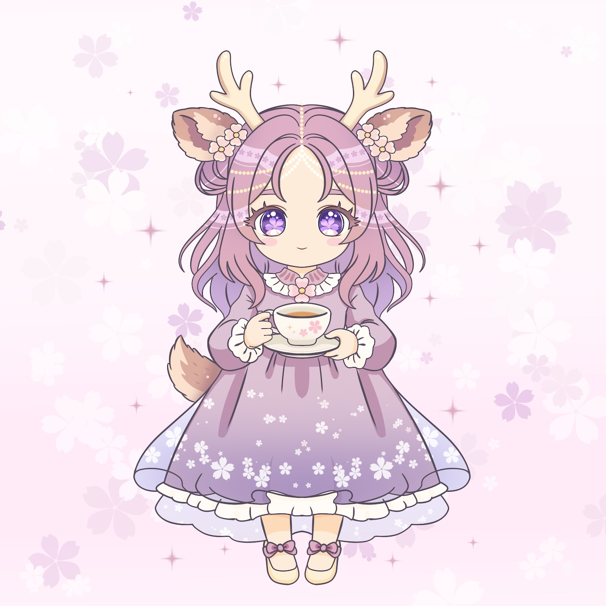 ゆめかわSDキャラ販売します 鹿モチーフのゆめかわ女の子です。 イメージ1