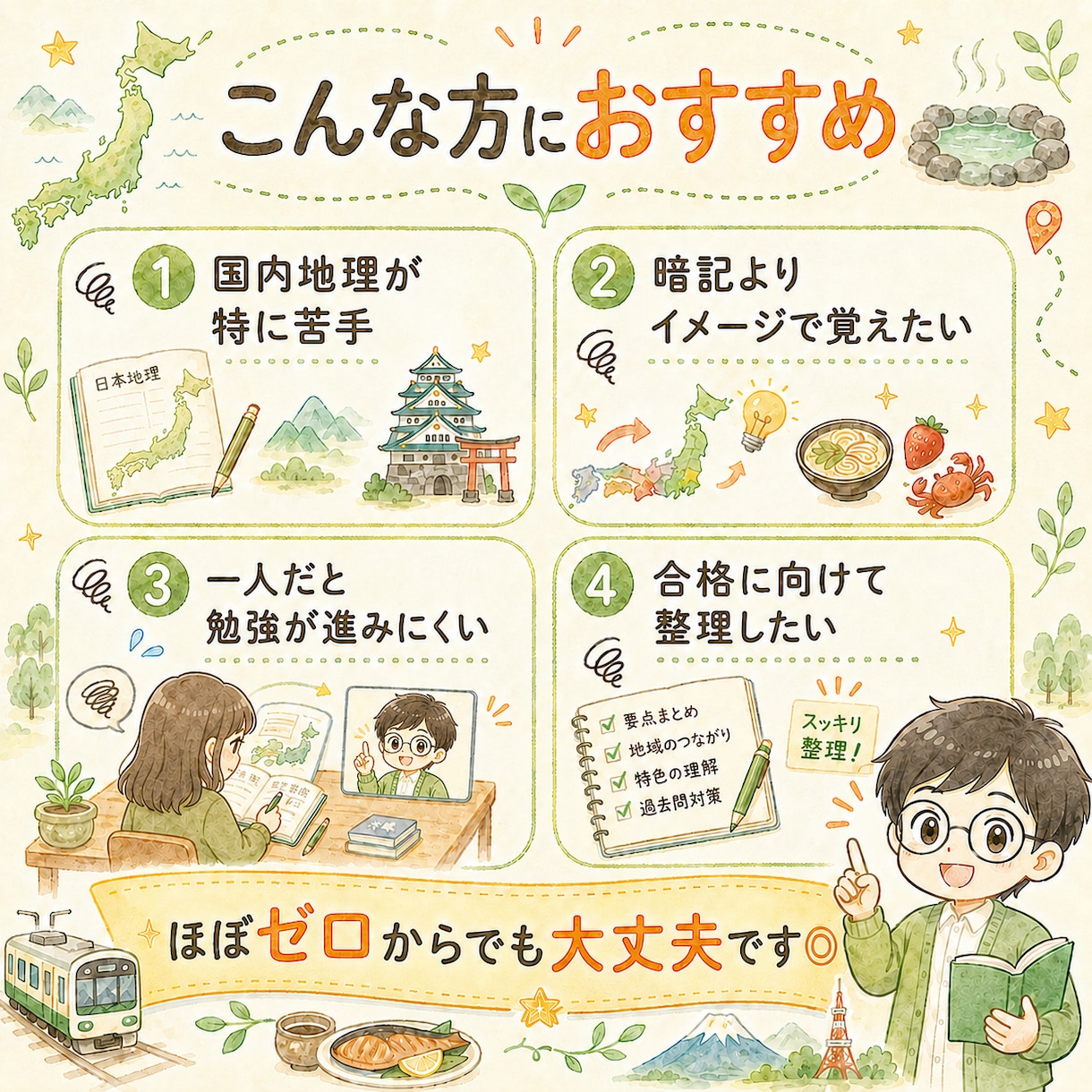 国内地理が苦手な方へ楽しく整理します 旅行業務取扱管理者の試験対策をやさしくサポート イメージ5