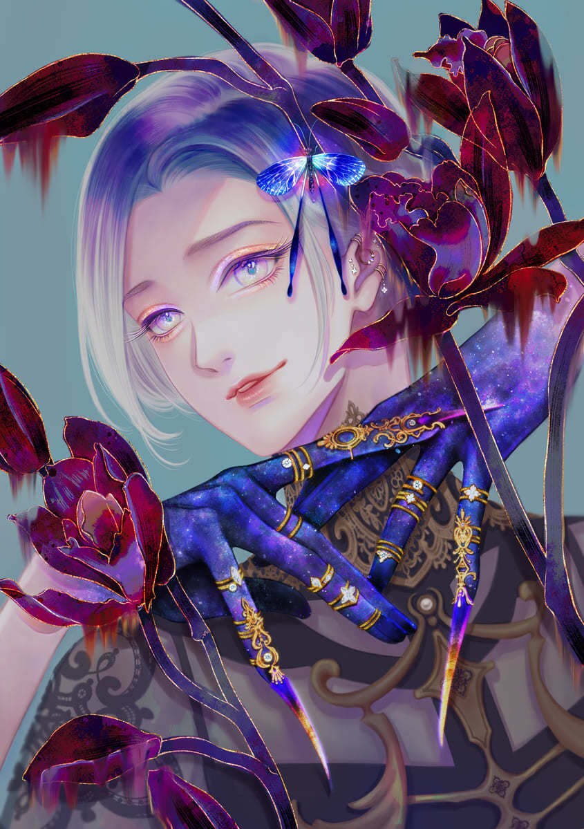 美麗なイラストを細部まで丁寧にお描きします お好みの花や植物を添えて衣装やデザインもこだわった一枚を。 イメージ9