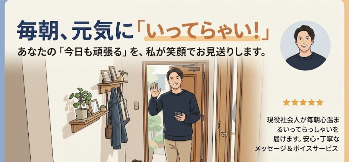 朝、いってらっしゃい！励まします 一人暮らしの方、いってきますが言えない方など、電話で励まし イメージ1
