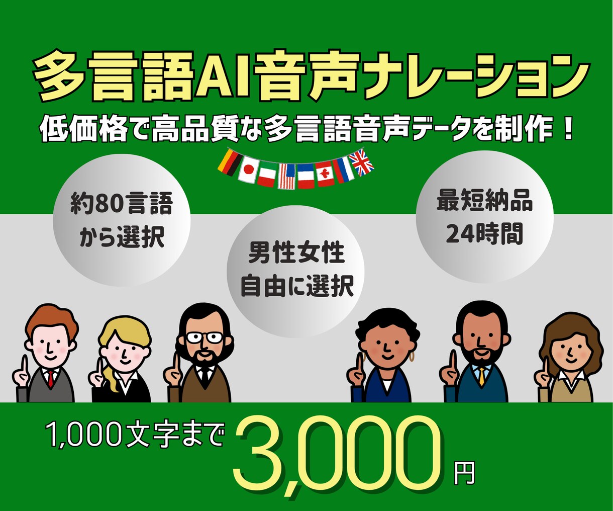 低価格で多言語ナレーションデータを制作します 世界各国の言語で読み上げます！約80言語に対応！ イメージ1