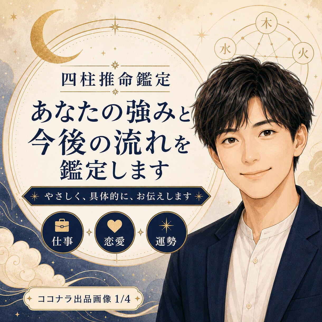 四柱推命であなたの強みと今後の流れを鑑定します 性格・仕事・恋愛を、怖がらせずやさしく具体的に読み解きます イメージ1