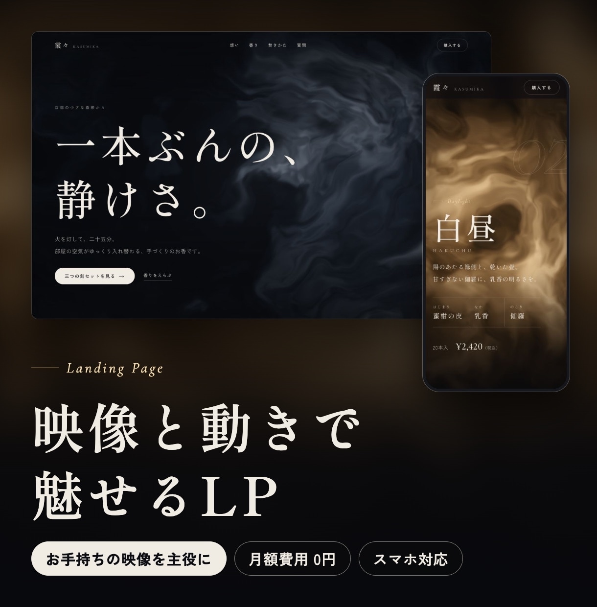 映像と動きで魅せるLPを制作します お手持ちの映像を主役に。月額費用のかからないLP イメージ1