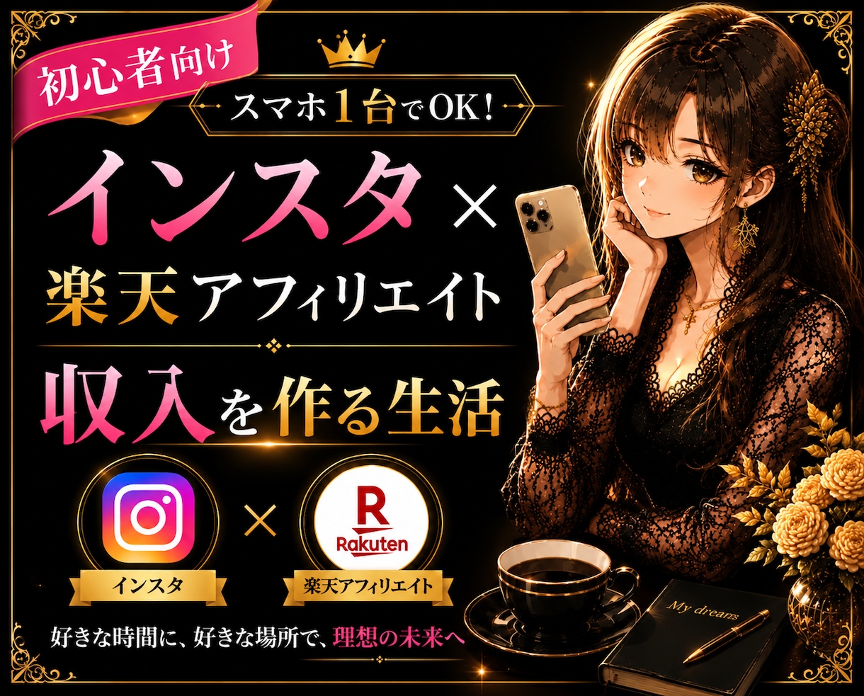 インスタ×楽天アフィリエイトのやり方教えます スマホ1台で収入を作る方法をわかりやすく解説します イメージ1