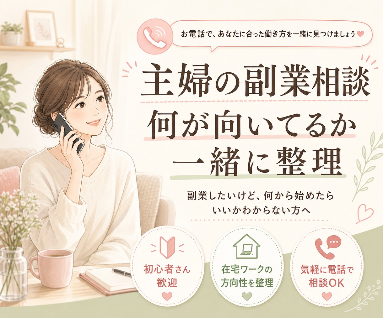 主婦の副業相談♡あなたに合った働き方を見つけます 不安を整理して最初の一歩を！副業迷子を卒業しましょう！ イメージ1