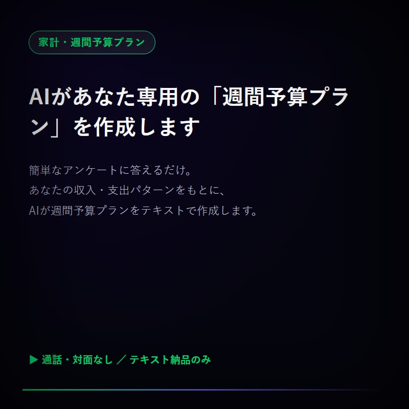 あなたの家計を見直す！AIテキストプラン作成します 質問に答えるだけ！  あなた専用の見直しプランをお届け イメージ3