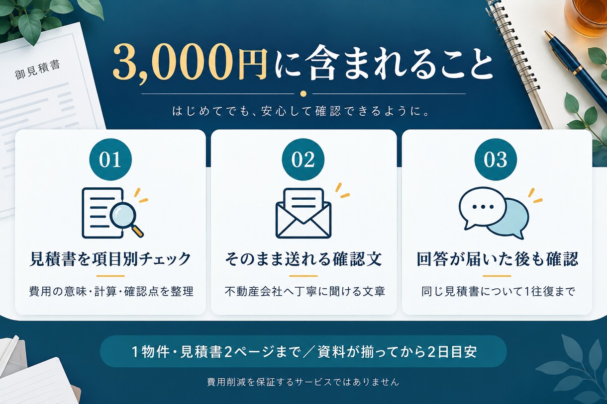 賃貸の初期費用見積書を現役営業がチェックします 項目別の解説＋不動産会社に送れる確認文付き イメージ2
