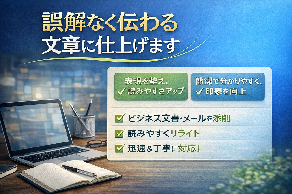 文章を整えて伝わる文章にします 誤解なく伝わる文章に仕上げます。 イメージ1