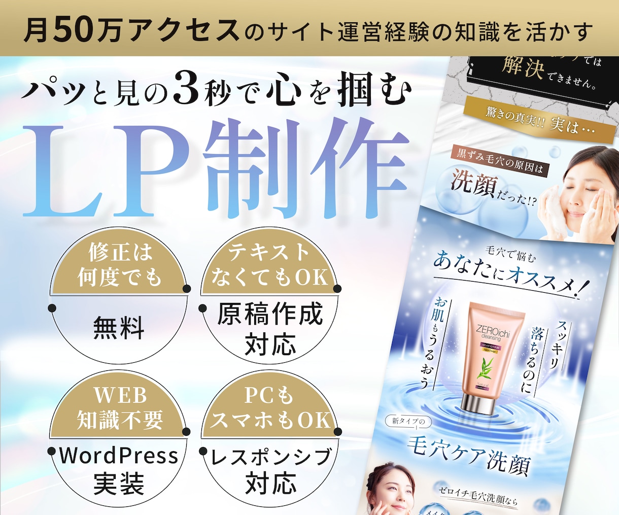 美容系LPを売上UPに導くデザインで制作します 「対応が丁寧すぎる」と口コミで話題のLP制作サービス イメージ1