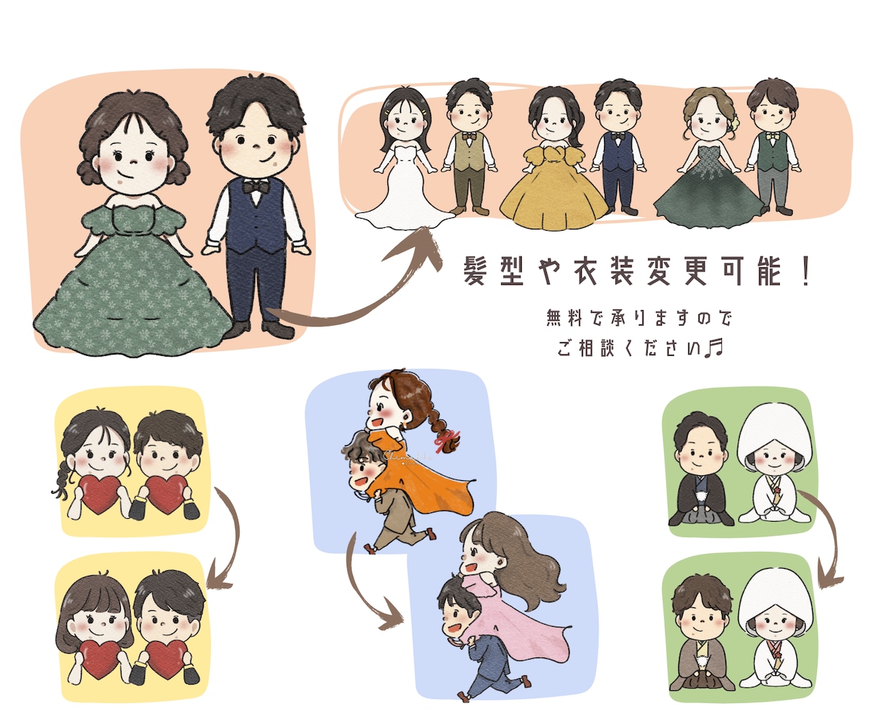 かわいい結婚証明書ウェディングリースをお作りします ゲスト参加型の結婚証明書を似顔絵リースで制作⭐︎ イメージ5
