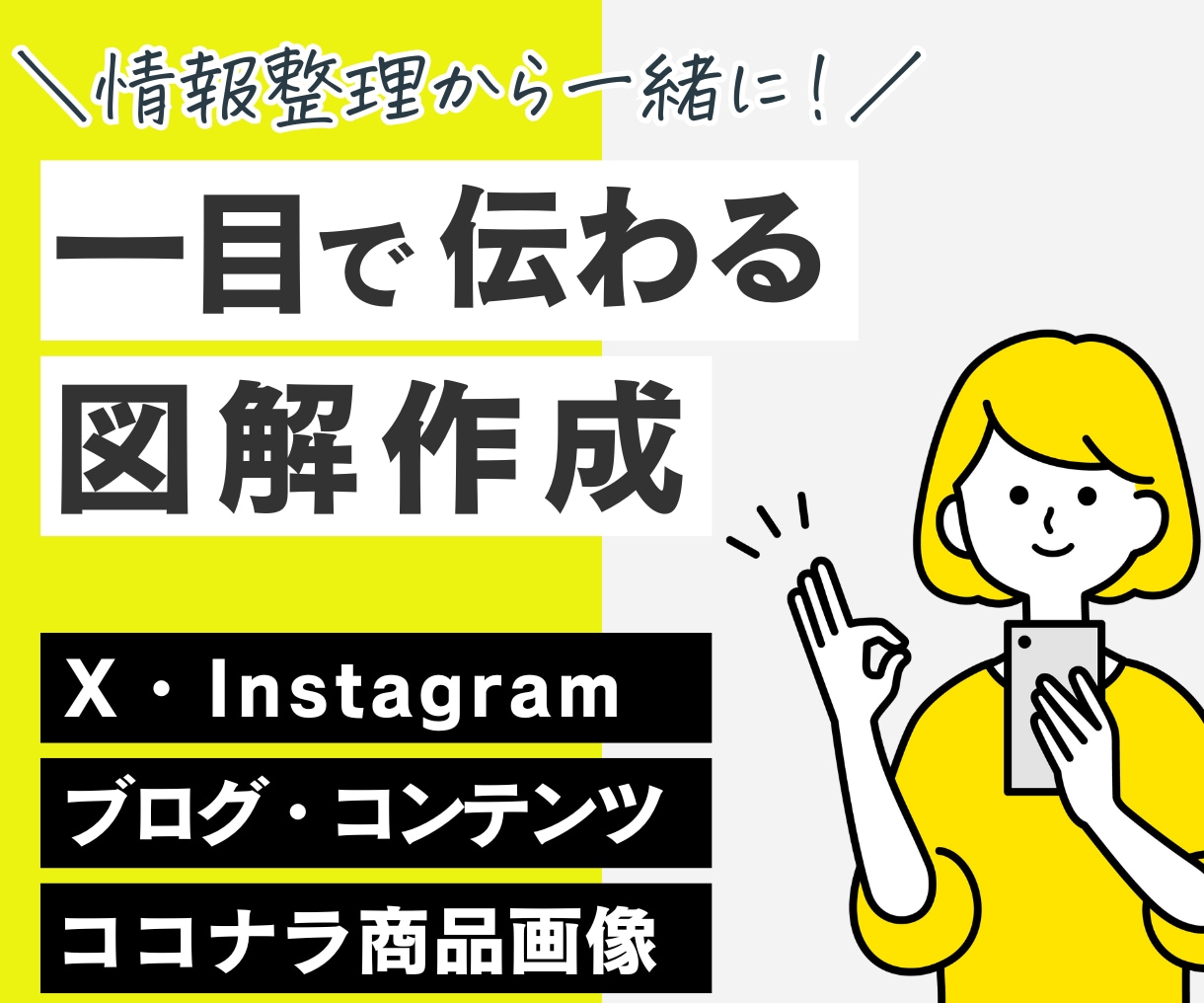 図解・画像のデザインを情報整理から一緒に行います X/インスタ/ココナラ画像/ブログ/他/canvaテンプレ イメージ1