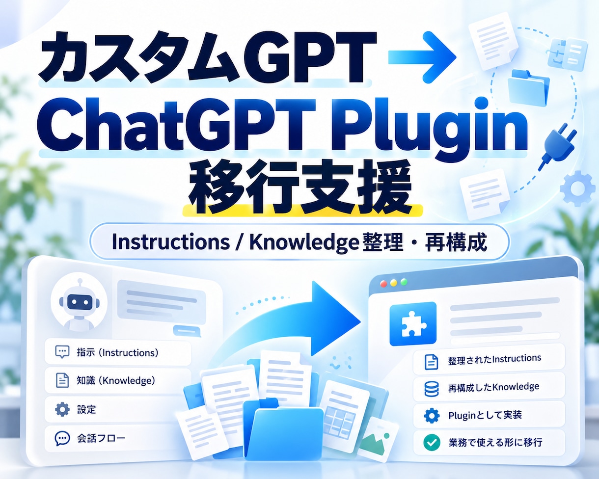 GPTsをChatGPT Pluginへ移行します Instructions・Knowledgeを整理して移行 イメージ1