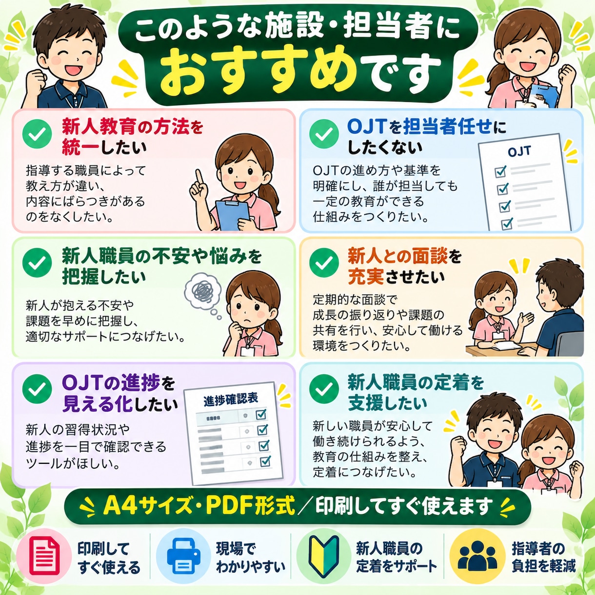介護向け 新人育成・OJT7点セットを提供します 新人が安心して成長できるOJT資料7点セット イメージ4