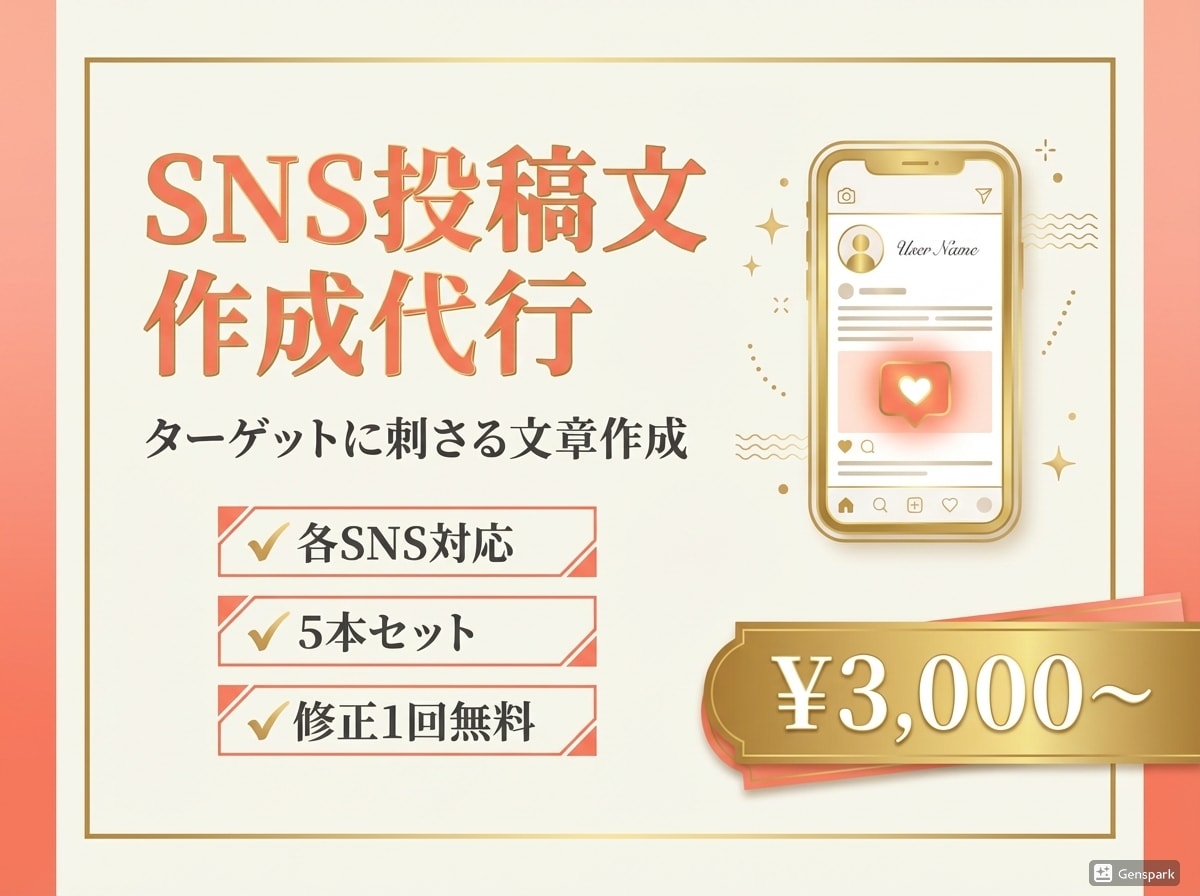 AIでSNS投稿文・キャプションを作成します ターゲットに刺さるSNS投稿文をAI活用で効率的に作成！ イメージ1