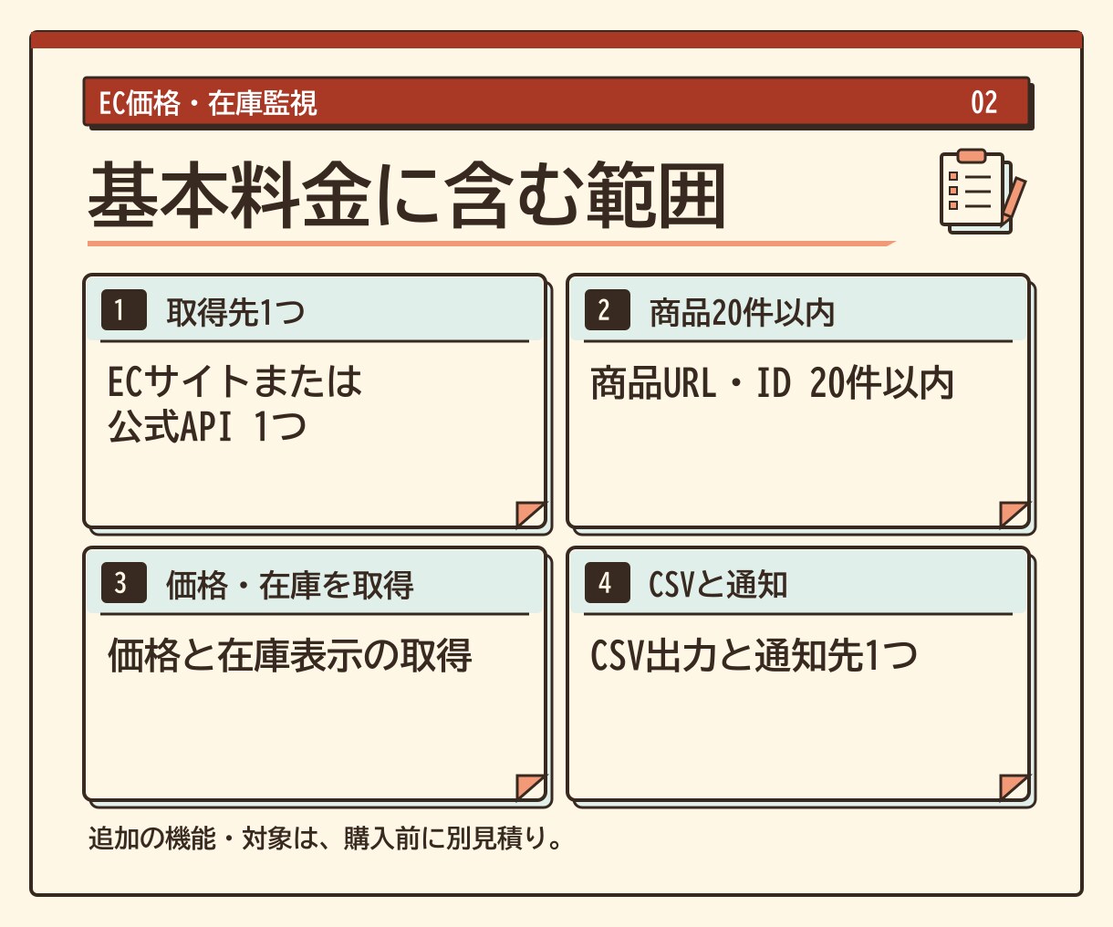 EC価格・在庫の監視ツールを作ります 許諾済み1サイト最大20商品を一覧化し変化を通知 イメージ2